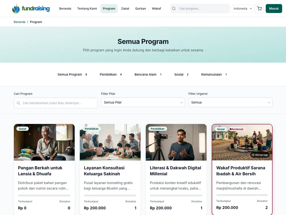 Halaman Campaign Donasi Online - Penggalangan Dana Digital
