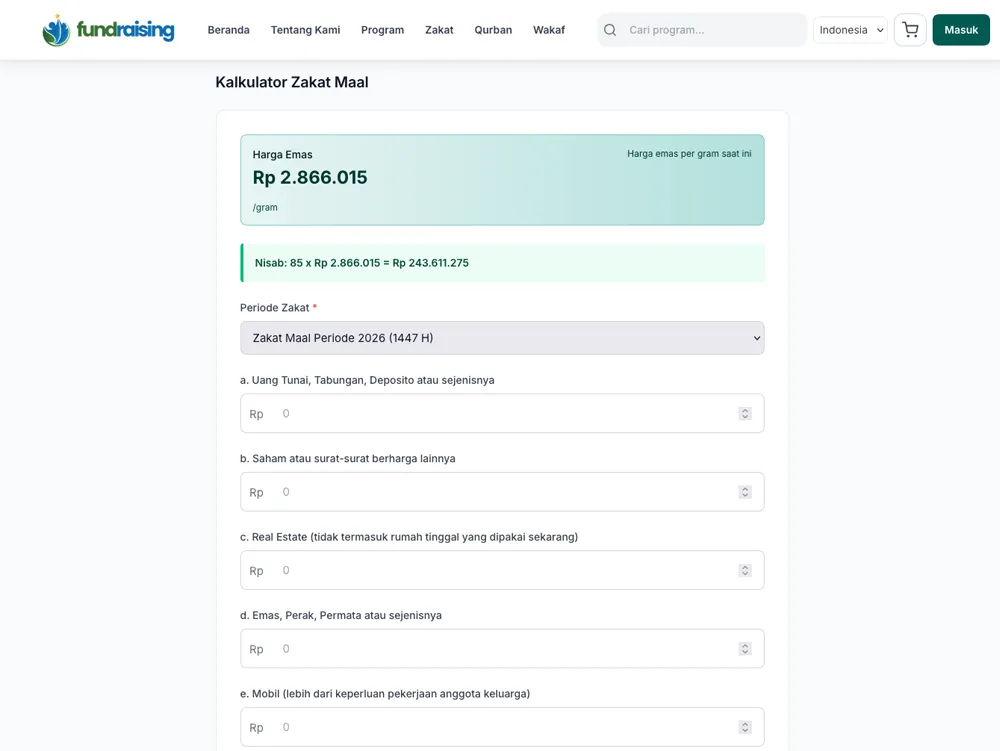 Kalkulator Zakat Online - Hitung Zakat Otomatis
